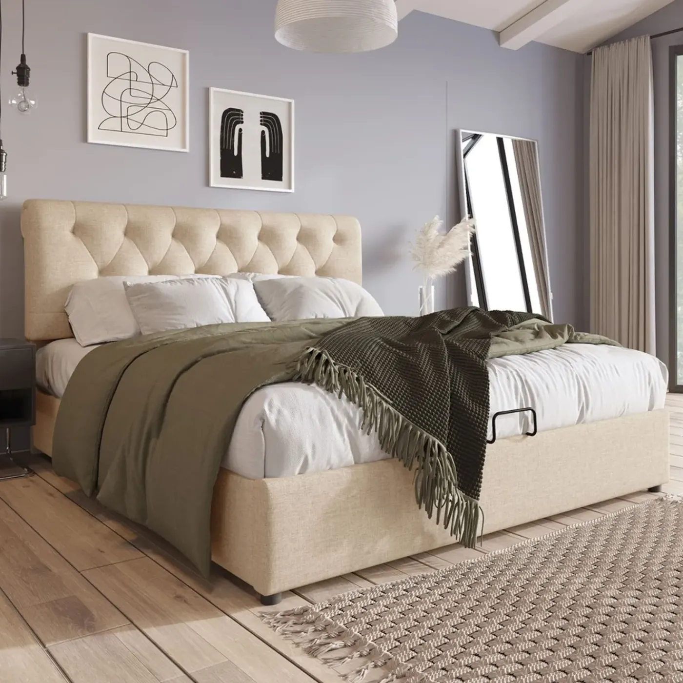CollaHausse Collahause Gestoffeerd Bed 777898aan-beige-140x200cm-met Matras Lattenbodem Opbergruimte Stevig