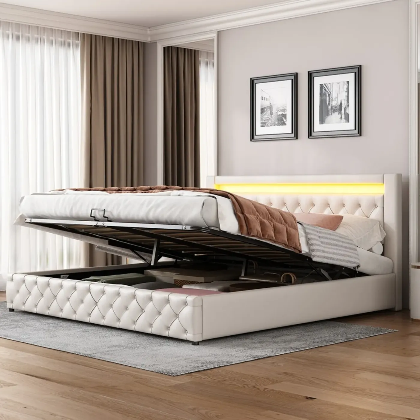 CollaHausse Collahause Gestoffeerd Bed-wit-180x200cm-lattenbodem Opbergruimte