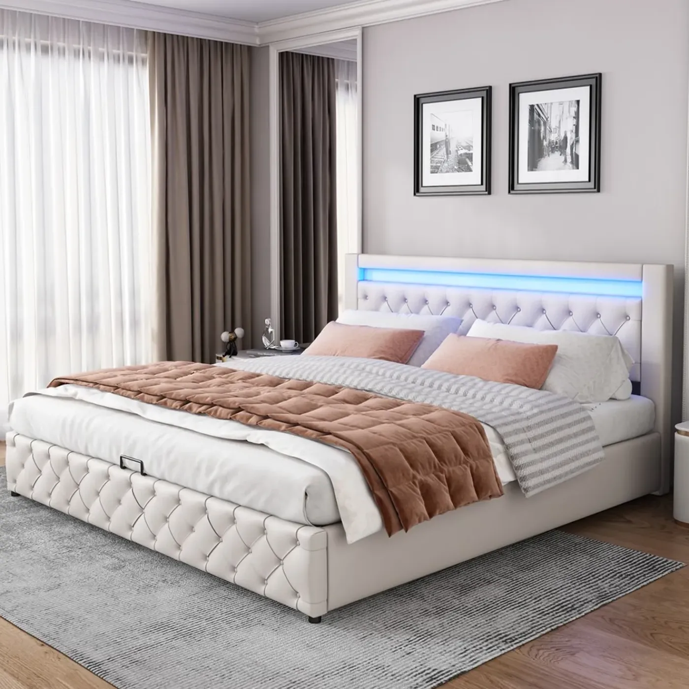 CollaHausse Collahause Gestoffeerd Bed-wit-180x200cm-lattenbodem Opbergruimte