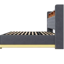 CollaHausse Collahause Gestoffeerd Opbergbed-grijs-180x200 Cm-met Opbergruimte Usb Aansluiting Led Verlichting