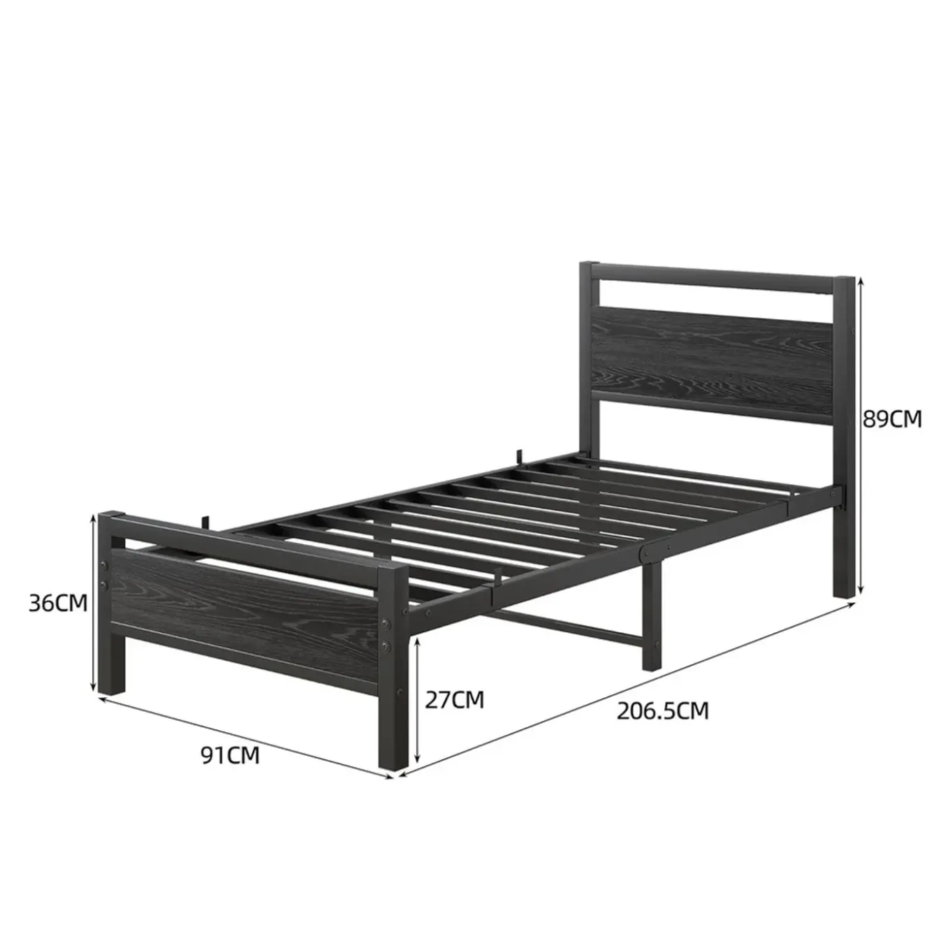 Collahausse Bedframe-zwart 90x200-stevig Lattenbodem Opbergruimte