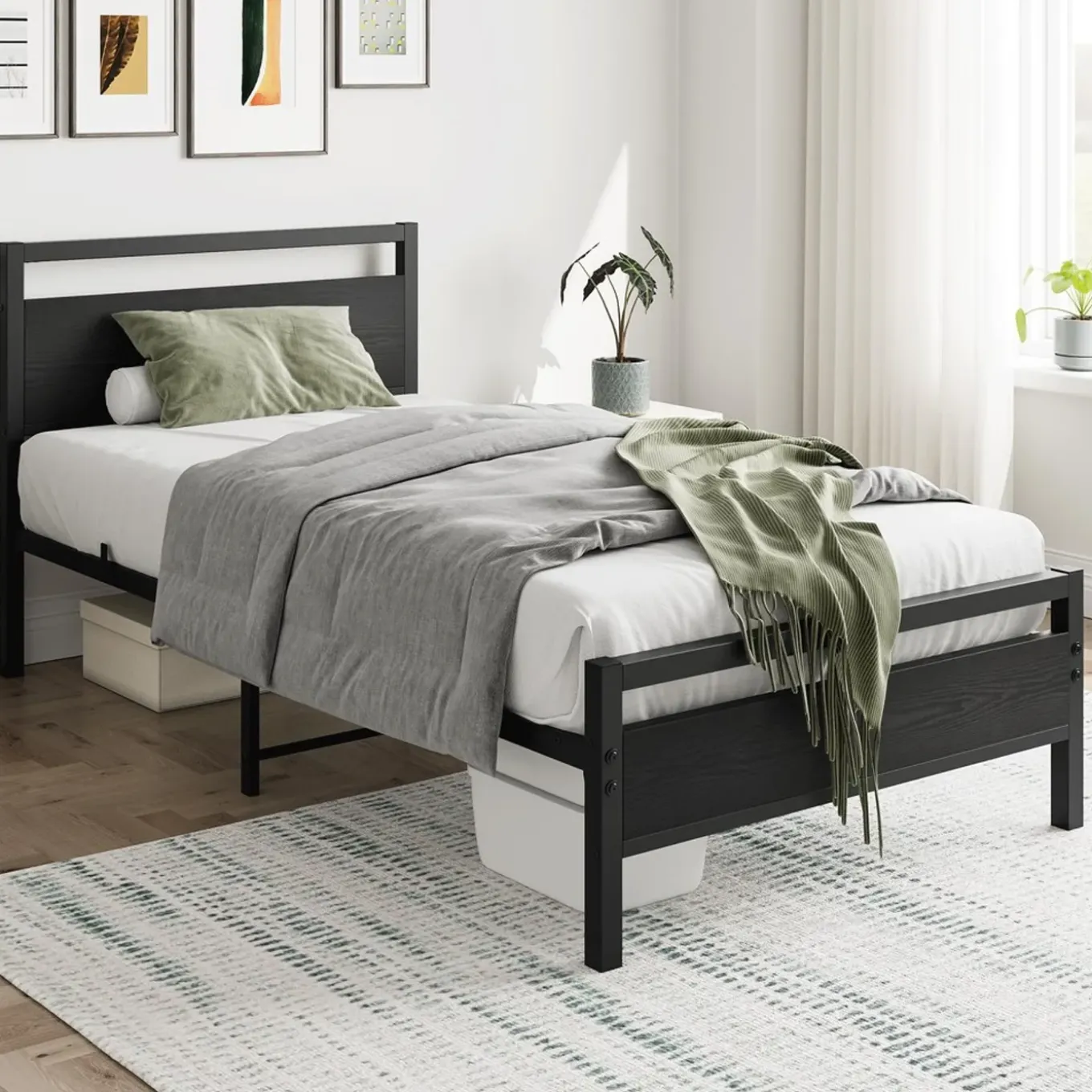 Collahausse Bedframe-zwart 90x200-stevig Lattenbodem Opbergruimte