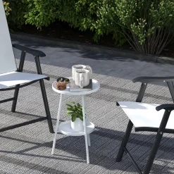 Collahausse Bijzettafel - Wit - Diam.32x51 Cm - 2 Niveaus Metaal Rond