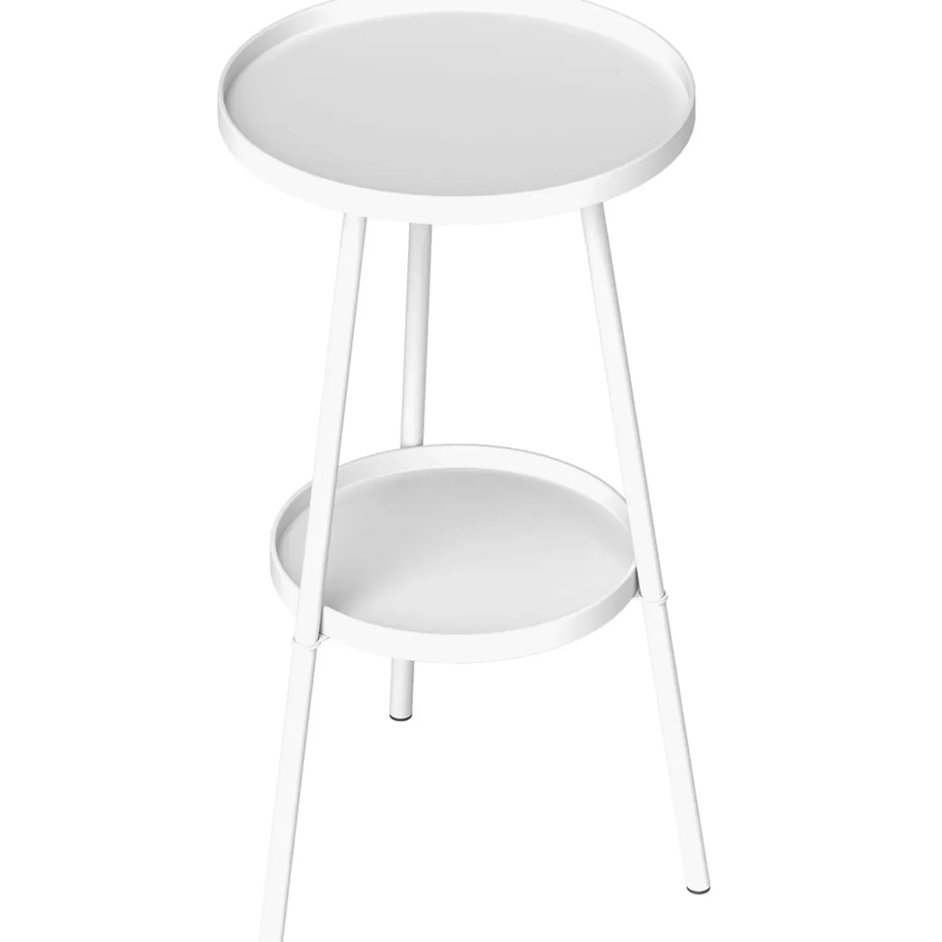 Collahausse Bijzettafel - Wit - Diam.32x51 Cm - 2 Niveaus Metaal Rond