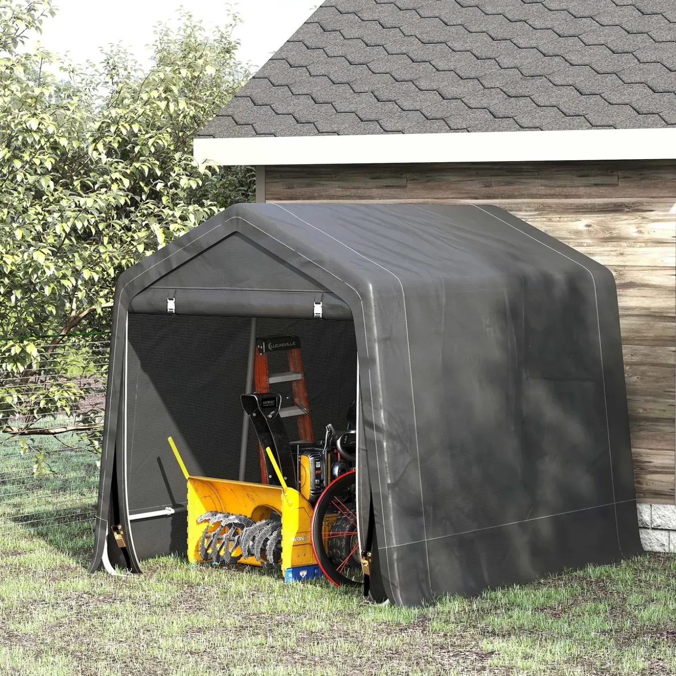 Collahausse Garage Tent - Grijs - 280x240x240 Cm - Metaal Pe Stof Auto Motor Opslag