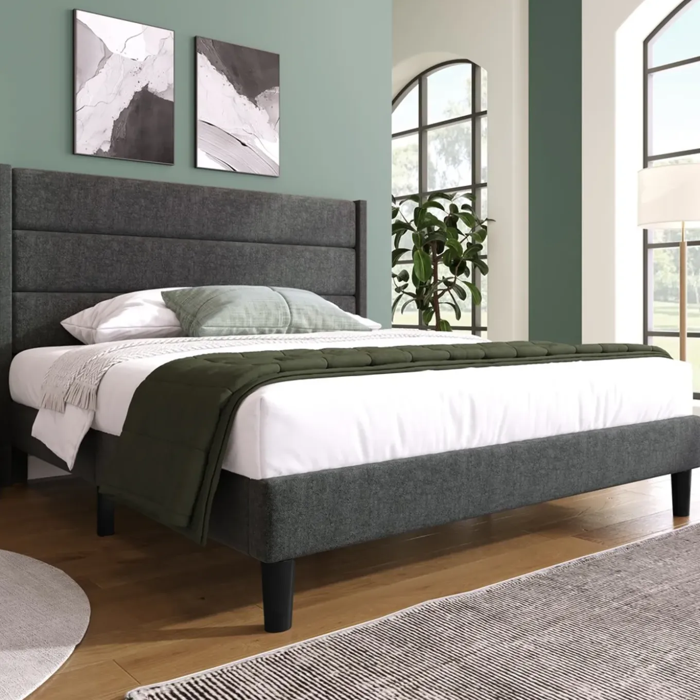 Collahausse Gestoft Bed-donkergrijs-140x200cm-met Matras Lattenbodem Hoofdbord Tweepersoonsbed