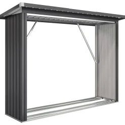 Collahausse Houtopslag - Donkergrijs Staal - 213x66.5x150 Cm - Met Verhoogde Bodem En Lessenaardak