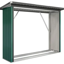 Collahausse Houtopslag - Gegalvaniseerd Staal Groen - 213x66,5x150 Cm - Verhoogde Basis Hellend Dak