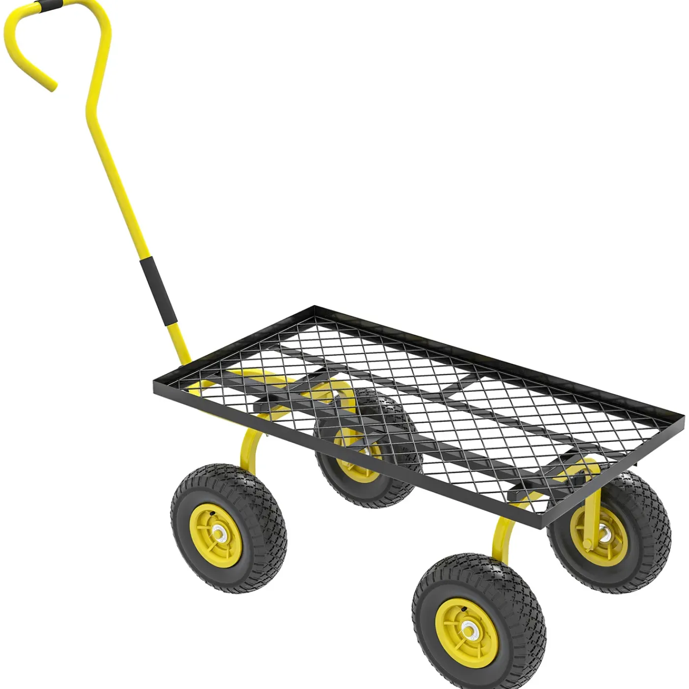 CollaHausse Tuinkar - Staal Geel Zwart - 94x48.5x100 Cm - 150 Kg Draagvermogen