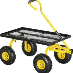 CollaHausse Tuinkar - Staal Geel Zwart - 94x48.5x100 Cm - 150 Kg Draagvermogen