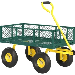 Collahausse Tuinkar - Staal Groen Geel - 104x54x51 Cm - 200 Kg Laadvermogen Verwijderbare Zijwanden