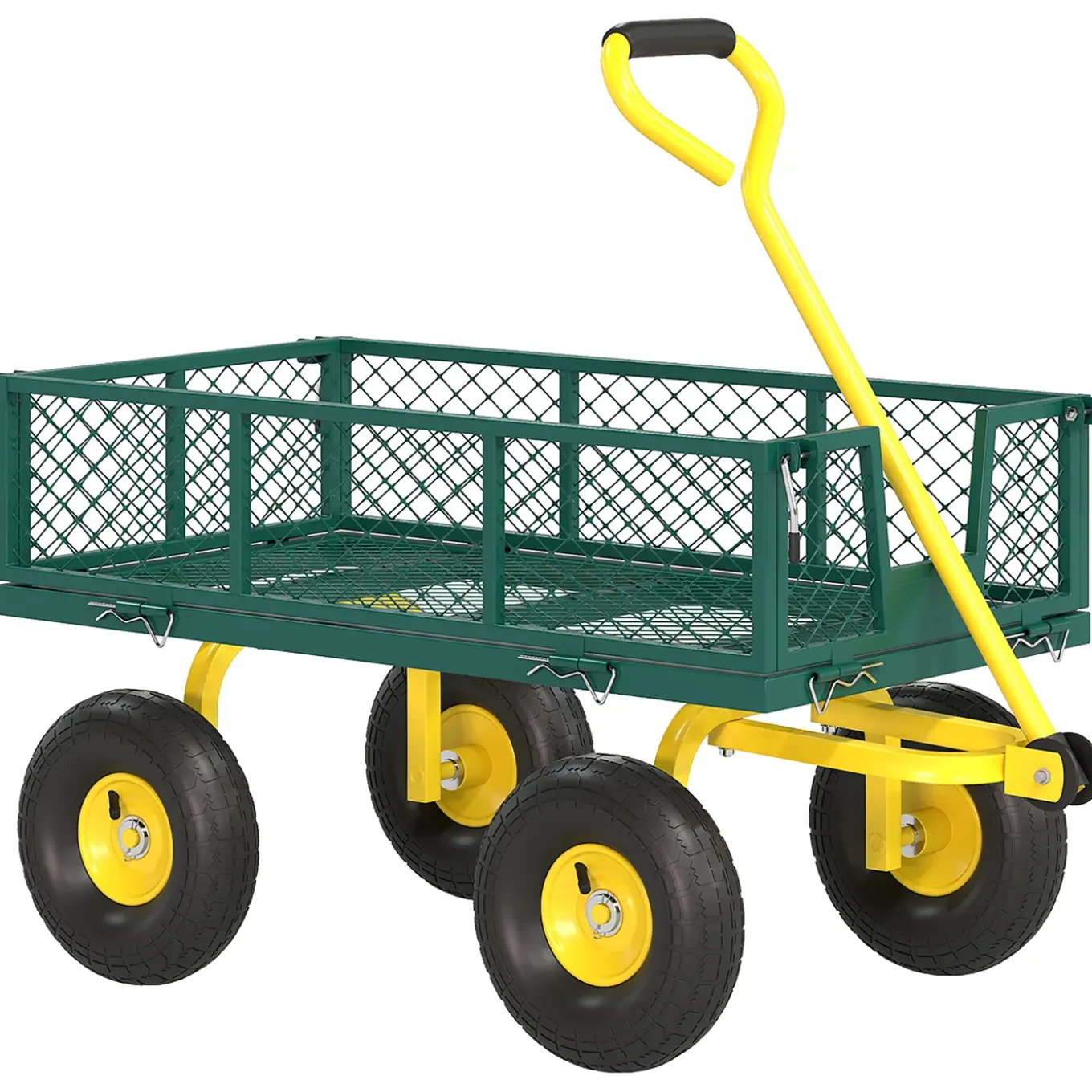Collahausse Tuinkar - Staal Groen Geel - 104x54x51 Cm - 200 Kg Laadvermogen Verwijderbare Zijwanden
