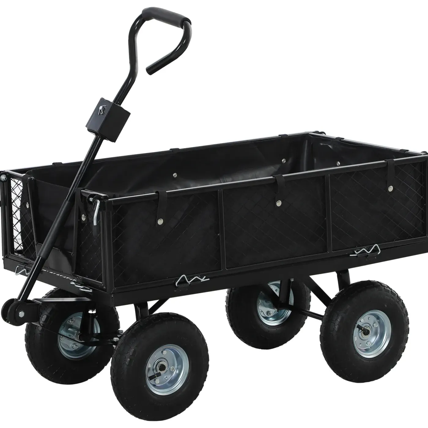 CollaHausse Tuinkar - Staal Zwart - 105x51x54 Cm - 114l Opvouwbare Wanden