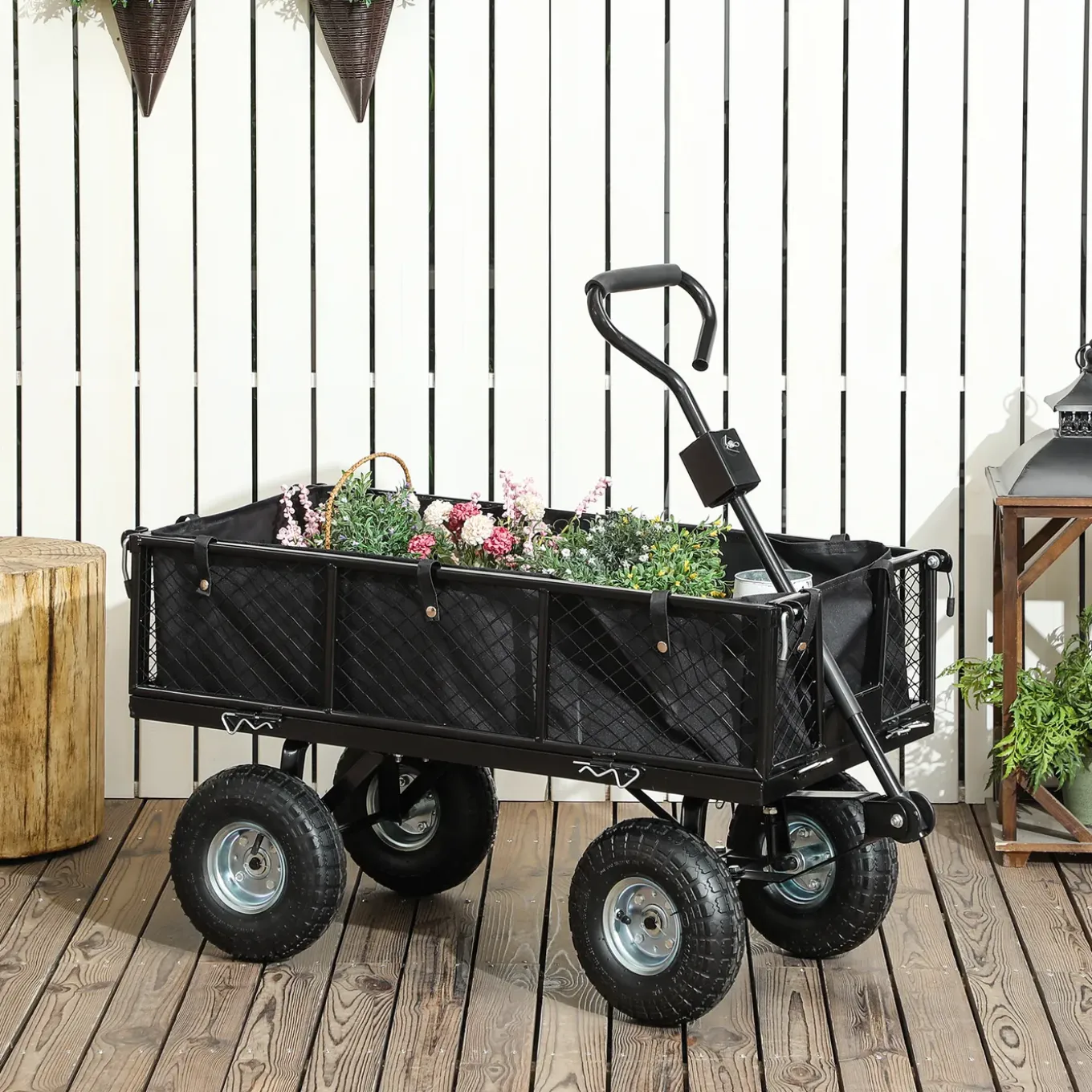 Collahausse Tuinkar - Zwart - 105x51x54 Cm - Grote Wielen Waterdichte Tas Draaibaar Handvat 300 Kg
