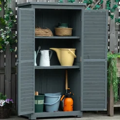 CollaHausse Tuinkast Hout - Grijs - 87x46.5x160cm - Weerbestendig Gereedschapskast Met Deur