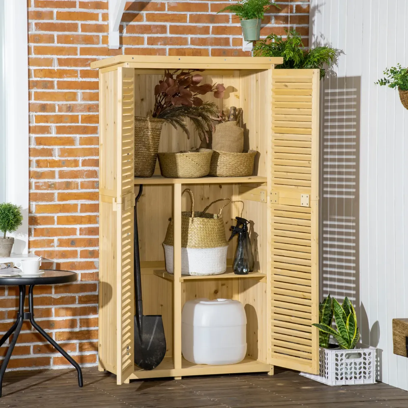 Collahausse Tuinkast - Natuurhout - 87x46.5x160 Cm - 4 Vakken Gereedschapsopslag