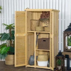 Collahausse Tuinkast - Natuurhout - 87x46.5x160 Cm - 4 Vakken Gereedschapsopslag