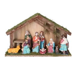 Overig Complete Kerststal - Met 9 Beelden - L35 X B12 X H22 Cm