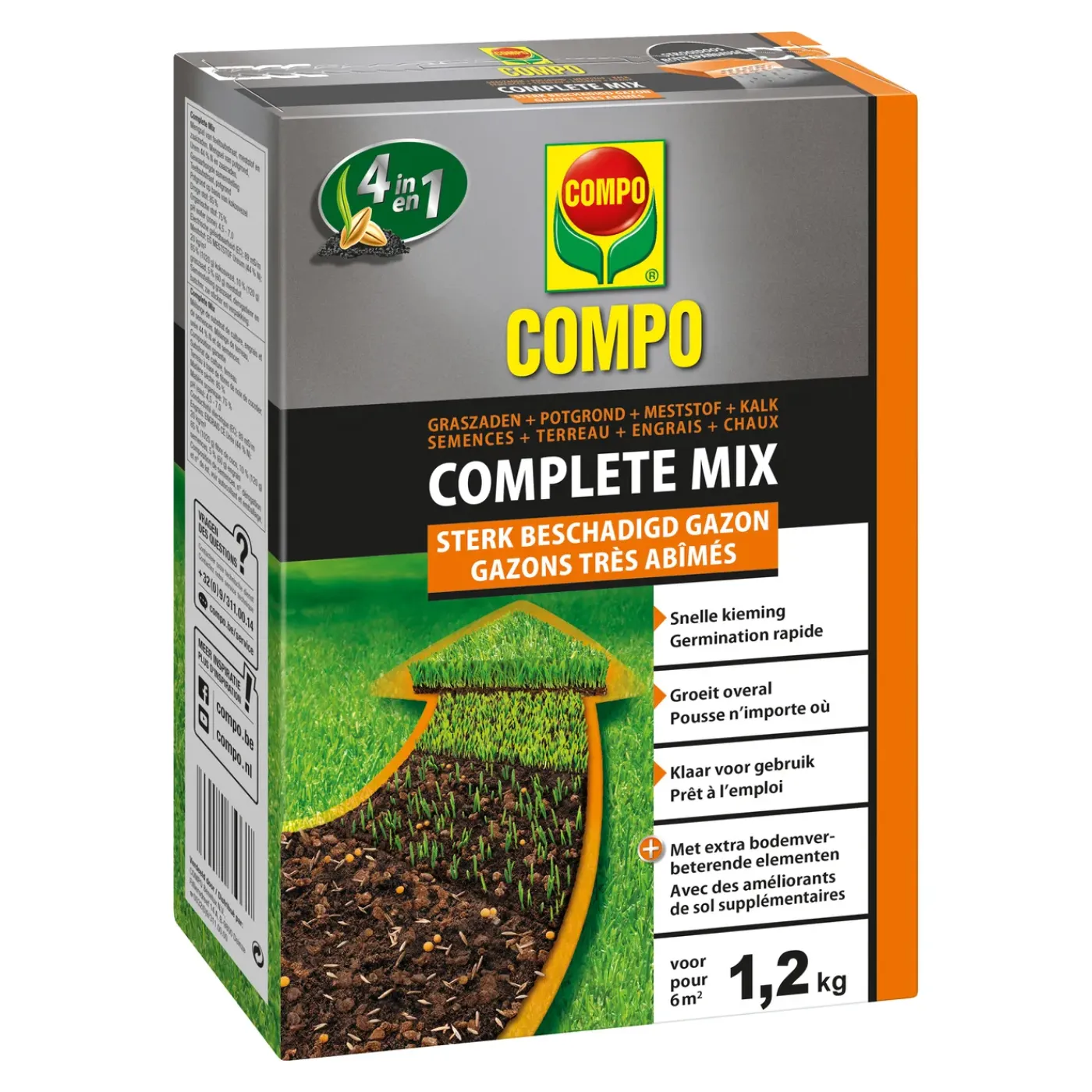 Compo gazonherstel Complete Mix 4-in-1 6m² 1,2kg
