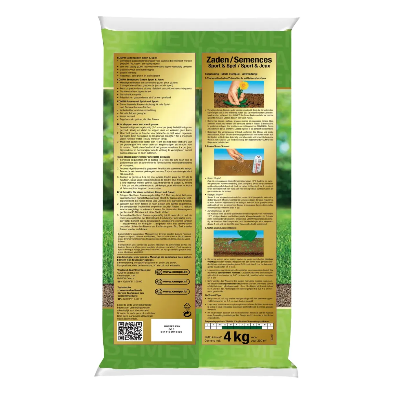 Compo gazonzaad Sport & Spel 200m² 4kg