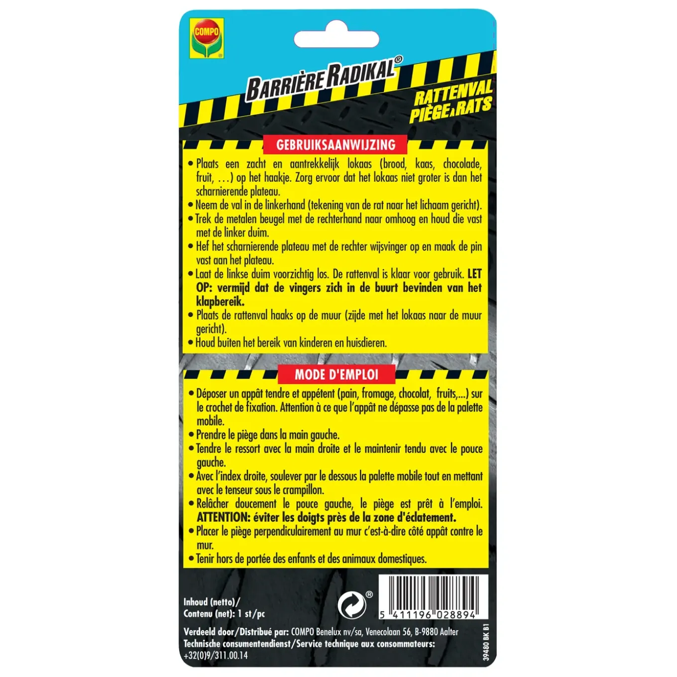 Compo Radikal Mechanische Val - Tegen Ratten - 1 stuk