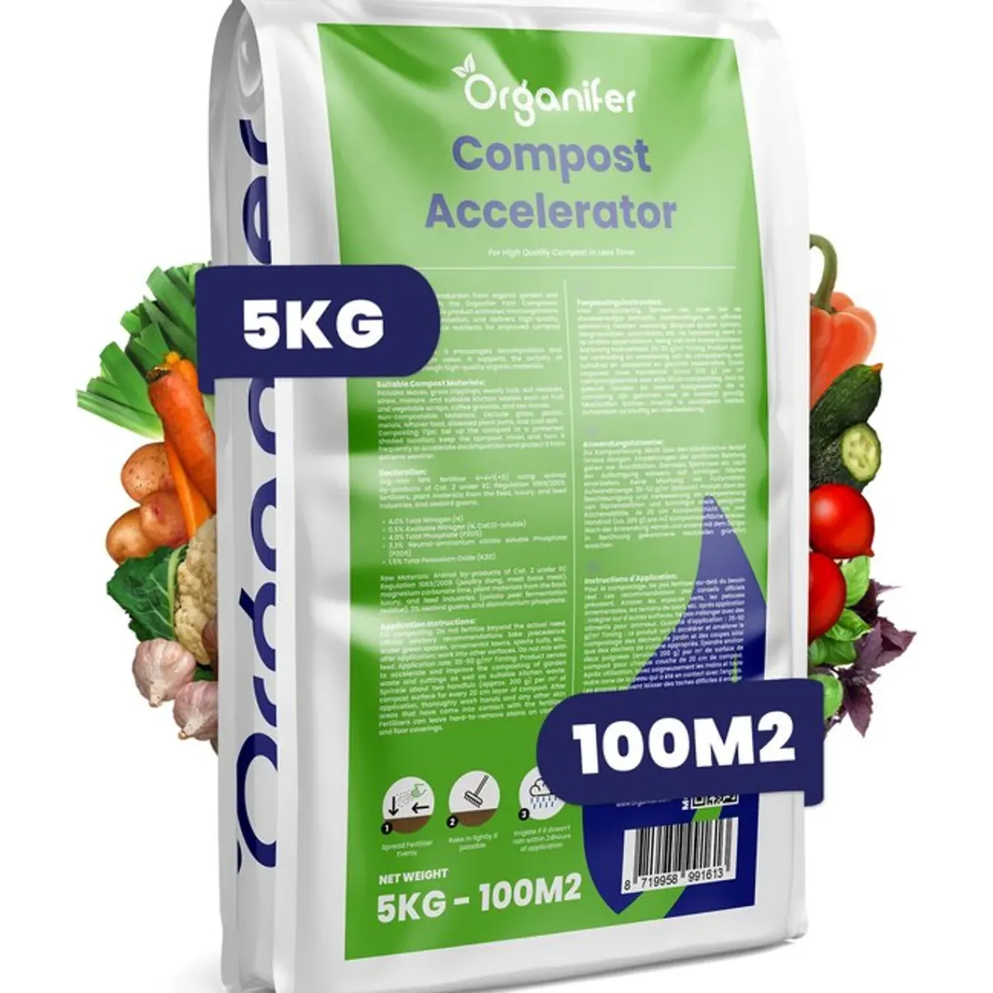 Organifer Compostversneller Voor Hoogwaardige Compost In Minder Tijd - 5 Kg / 25-100 M² Of 5 M³ -