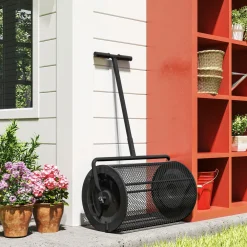 Compostverspreider 75l Voor Gazon En Tuin Met T-handgreep - Zwart