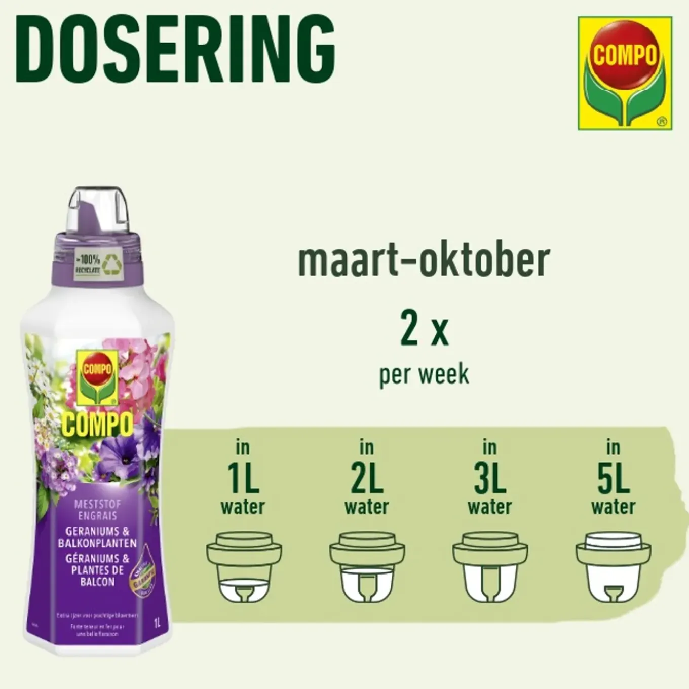 Compo vloeibare meststof Geraniums & Balkonplanten 1L