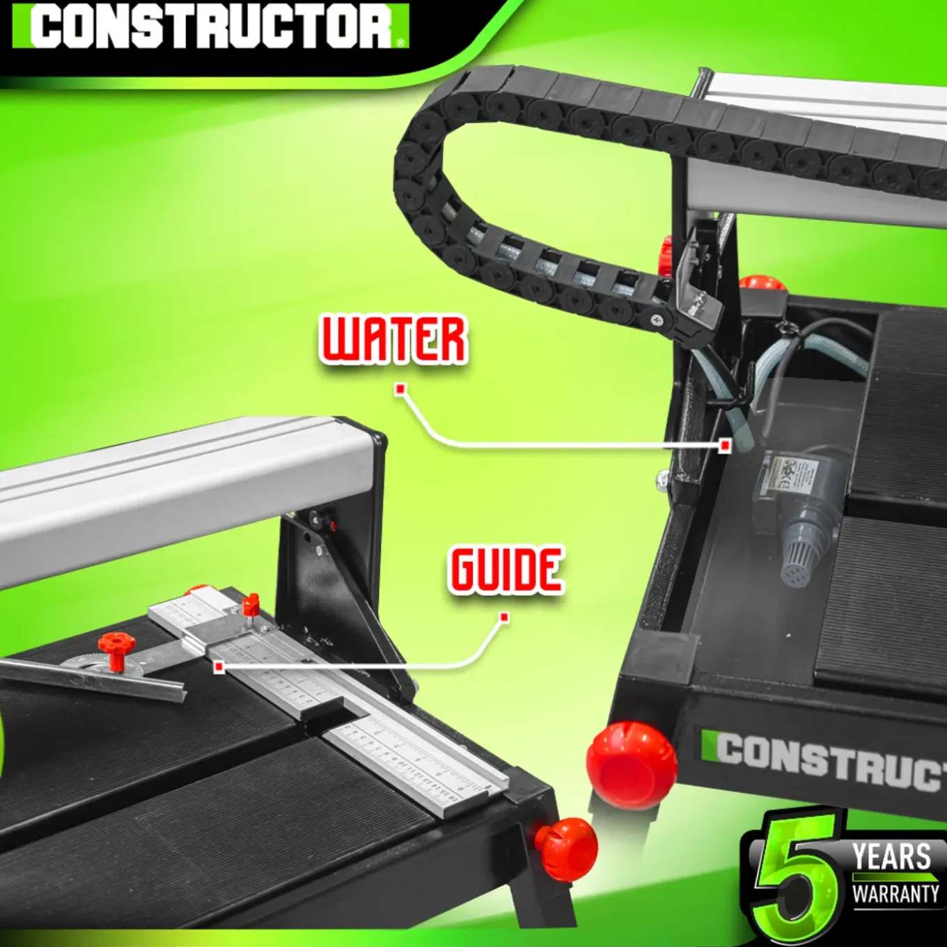 Constructor - Radiale Tegelsnijder 800 W - 200 Mm - Max. Snijlengte 720 Mm - Constructor