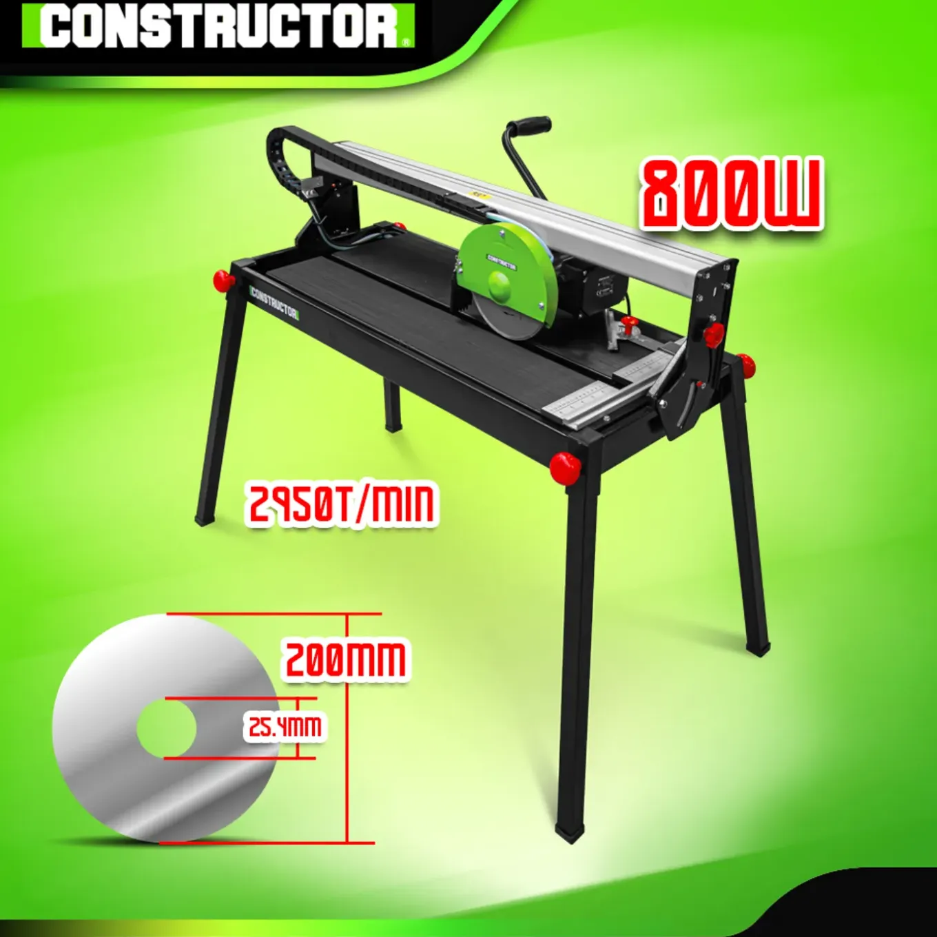 Constructor - Radiale Tegelsnijder 800 W - 200 Mm - Max. Snijlengte 720 Mm - Constructor