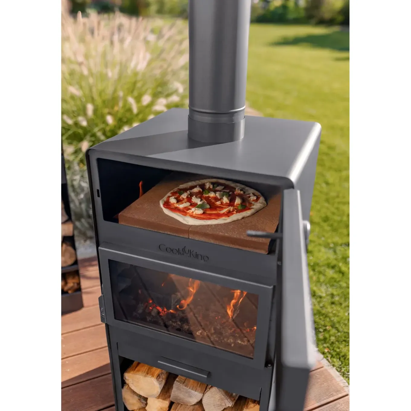 Cookking Tuinhaard Vento Met Oven - Terrashaard - Handgemaakt In Europa - 50x50x150 Cm