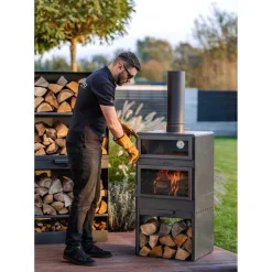 Cookking Tuinhaard Vento Met Oven - Terrashaard - Handgemaakt In Europa - 50x50x150 Cm