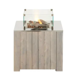 Cosi cube 70 grey wash - gas vuurtafel - met RVS buitenkwaliteit bovenplaat