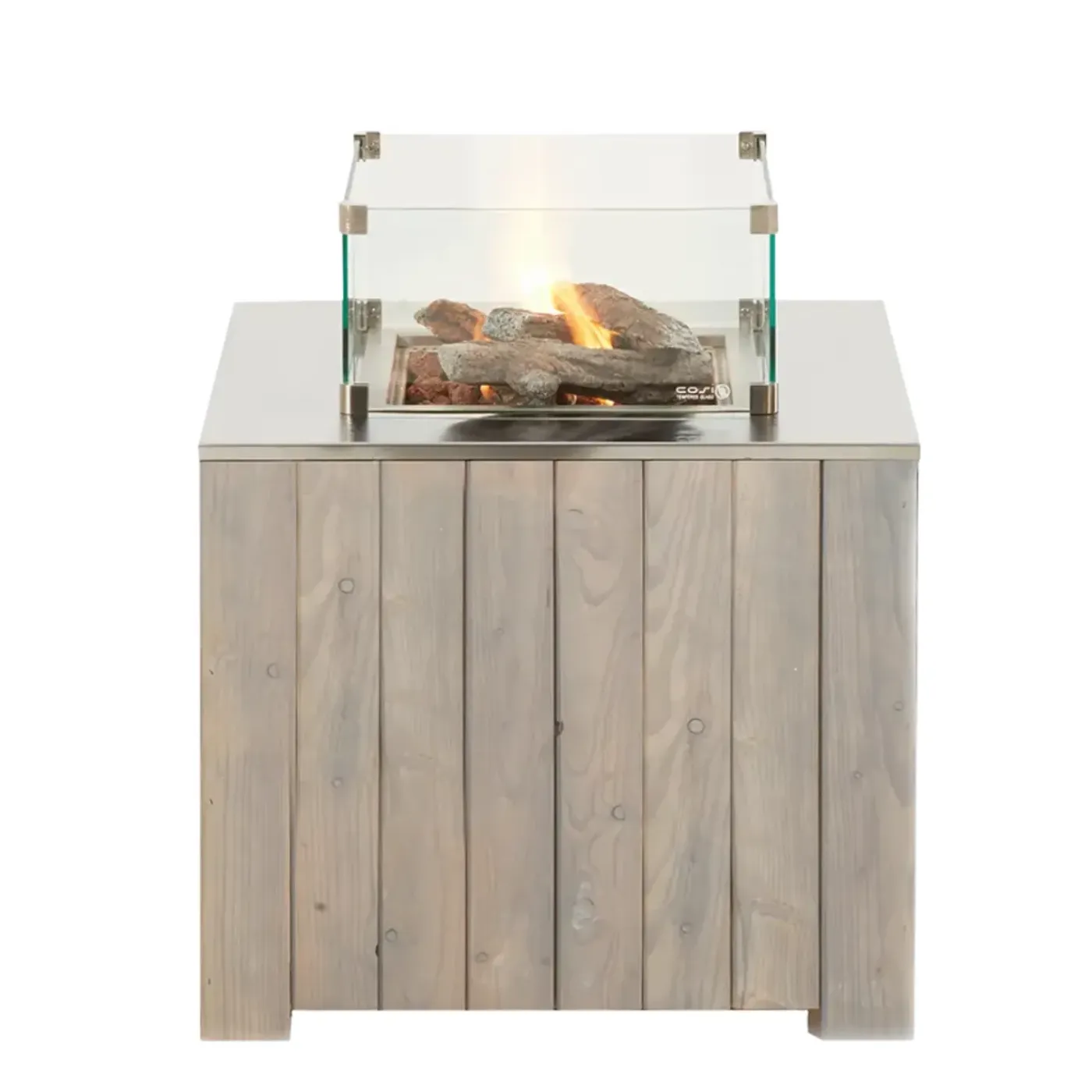 Cosi cube 70 grey wash - gas vuurtafel - met RVS buitenkwaliteit bovenplaat