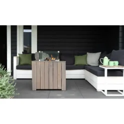 Cosi cube 70 grey wash - gas vuurtafel - met RVS buitenkwaliteit bovenplaat