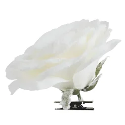 Cosy & Trendy Kersthanger - Bloem - Op Clip - Wit - Roos - 15 Cm