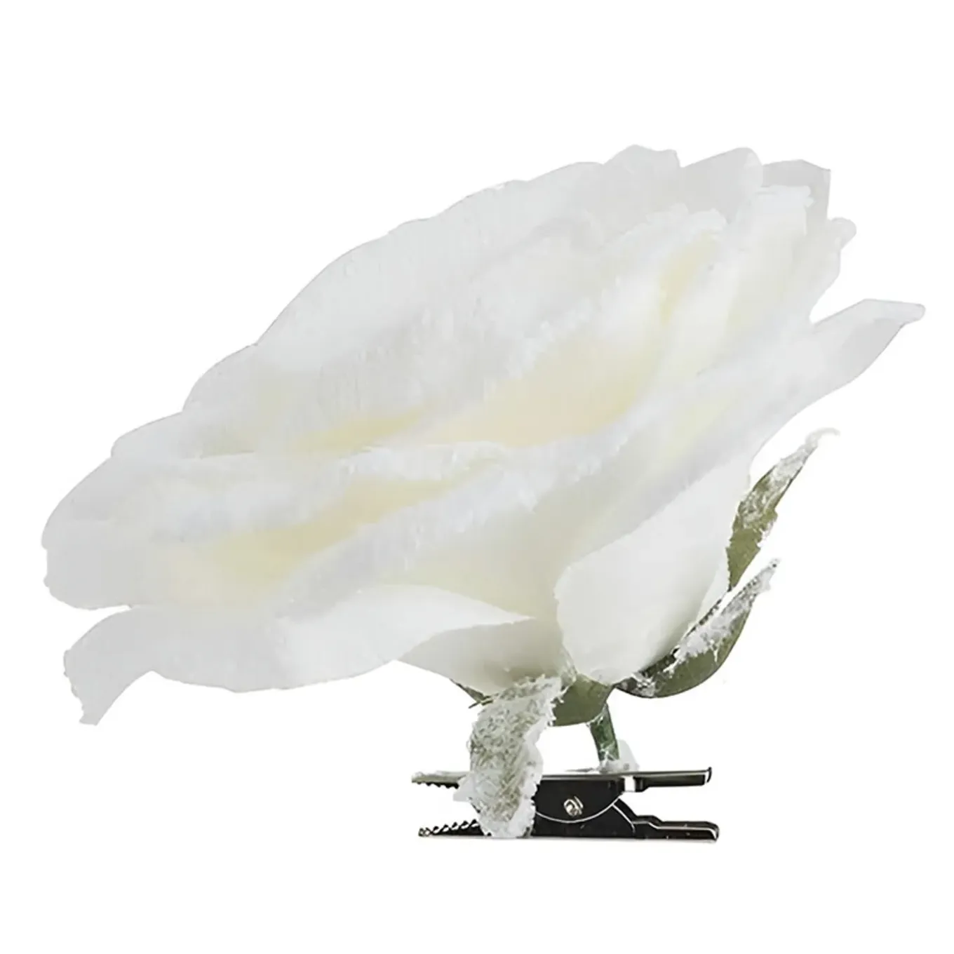 Cosy & Trendy Kersthanger - Bloem - Op Clip - Wit - Roos - 15 Cm