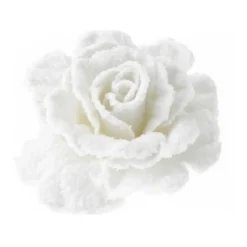 Cosy & Trendy Kersthanger - Bloem - Op Clip - Wit - Roos - 15 Cm