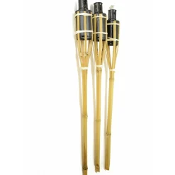 Cozy & Trendy Tuinfakkels - 3x - Met Oliehouder - Bamboe - 60 Cm