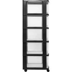 Curver Essentials Ladesysteem 5x20 liter zwart/transparant (Incl. wielen)
