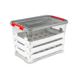 Curver Handy- Kerstbox Met Tussenkarton - Transparant/Grijs/Rood - 65l