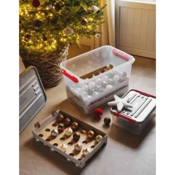 Curver Handy Opbergbox Kerst - Transparant/Rood - 29cm