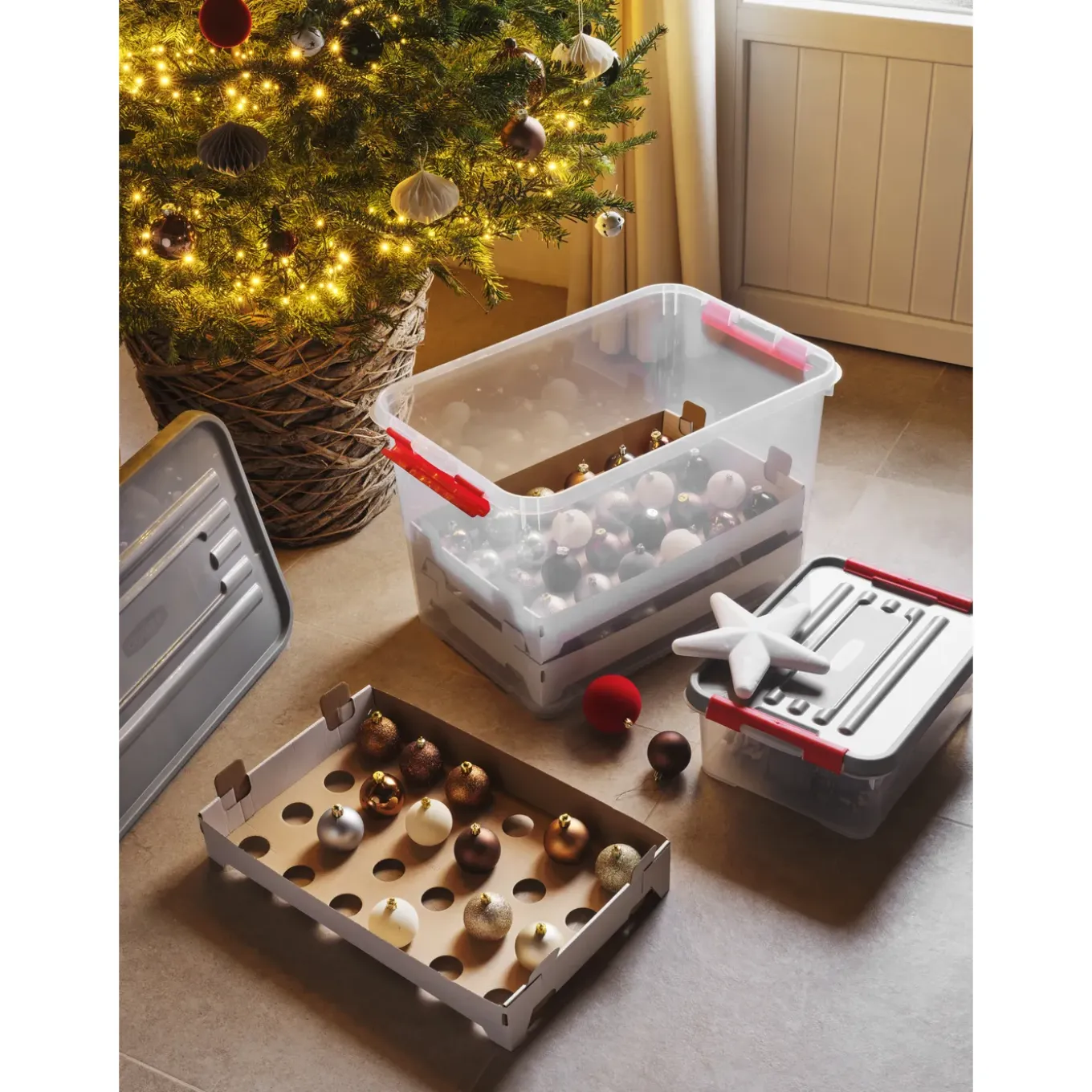 Curver Handy Opbergbox Kerst - Transparant/Rood - 29cm