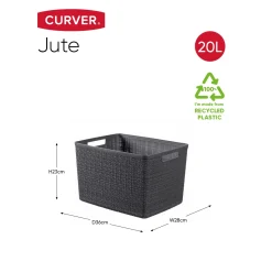 Curver jute mandje L donkergrijs 20L