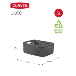 Curver jute mandje S donkergrijs 5L