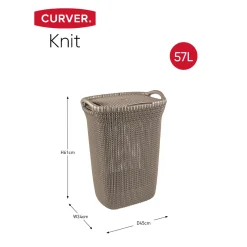 Curver Knit Wasmand Met Deksel - 57l - Bruin