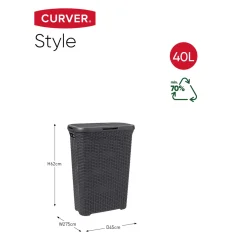 Curver Style Wasmand Met Deksel - 40l - Antraciet