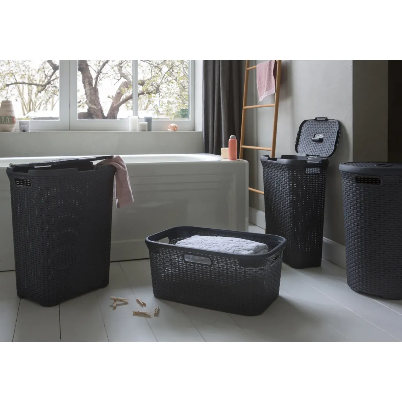 Curver Style Wasmand Met Deksel - 40l - Antraciet