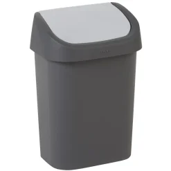 Curver vuilnisbak Mistral Swing recycled PVC antraciet lichtgrijs 10L