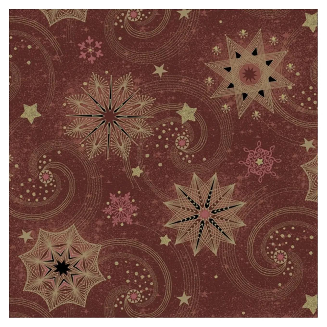 Daisy Kerst Thema Servetten - 20x St - Bordeaux Rood - 33 X 33 Cm